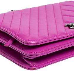 Chanel Purple Quilted Lambskin Leather Coco Boy Wallet on Chain