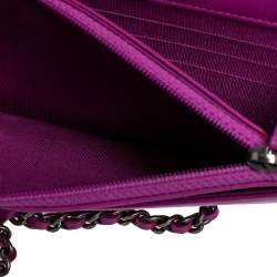 Chanel Purple Quilted Lambskin Leather Coco Boy Wallet on Chain