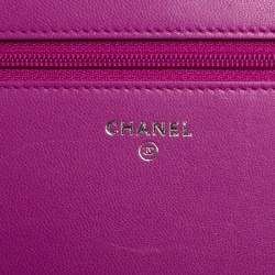Chanel Purple Quilted Lambskin Leather Coco Boy Wallet on Chain