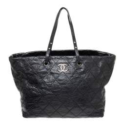 chanel large shopper bag leather