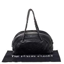 Pre Owned Chanel Black Leather CC Chain Around Bowling Bag