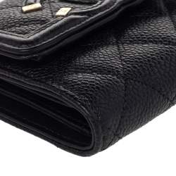 Pre Owned Chanel Black Caviar Leather Small CC Filigree Flap Wallet