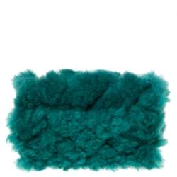 Pre Owned Chanel Green Shearling Fur and Leather New Mini Classic Flap Bag