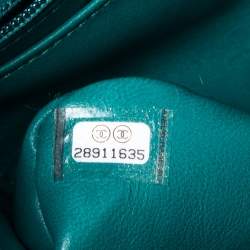 Pre Owned Chanel Green Shearling Fur and Leather New Mini Classic Flap Bag