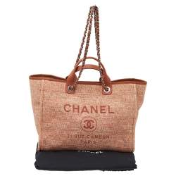 مملوكة مسبقًا Chanel Bronze/White Woven Canvas And Raffia Large Deauville Bag