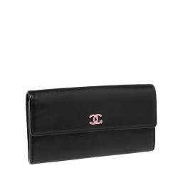 Pre Owned Chanel Black Leather CC L-Gusset Flap Wallet