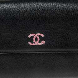 Pre Owned Chanel Black Leather CC L-Gusset Flap Wallet
