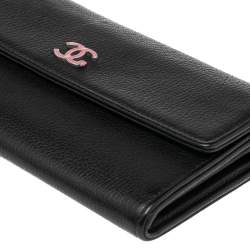 Pre Owned Chanel Black Leather CC L-Gusset Flap Wallet