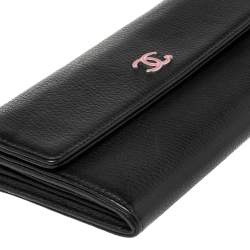 Pre Owned Chanel Black Leather CC L-Gusset Flap Wallet
