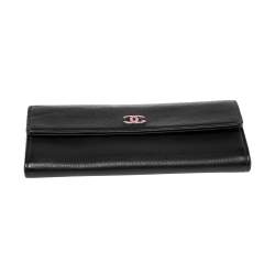 Pre Owned Chanel Black Leather CC L-Gusset Flap Wallet