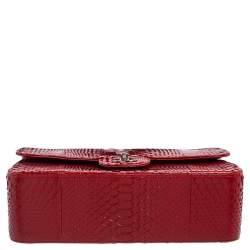 مملوكة مسبقًا Chanel Red Python Leather Jumbo Classic Double Flap Bag