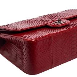 مملوكة مسبقًا Chanel Red Python Leather Jumbo Classic Double Flap Bag