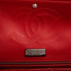 مملوكة مسبقًا Chanel Red Python Leather Jumbo Classic Double Flap Bag