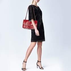 مملوكة مسبقًا Chanel Red Python Leather Jumbo Classic Double Flap Bag