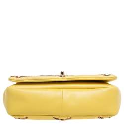 Pre Owned Chanel Yellow Leather Entwined Chain Shoulder Bag 