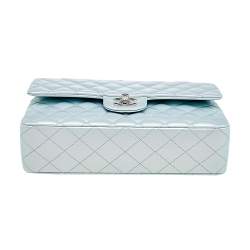 Pre Owned Chanel Iridescent Green Quilted Leather Medium Classic Double Flap Bag