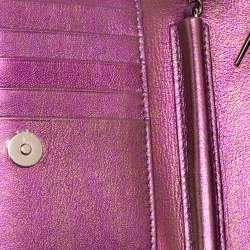 Chanel Pink Iridescent Quilted Leather Classic Wallet on Chain