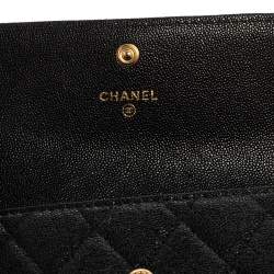 Pre Owned Chanel Black Quilted Caviar Leather Boy Wallet