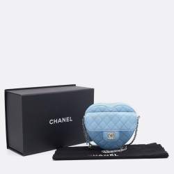 Pre Owned Chanel Blue Leather Heart Classic Shoulder Bag