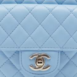 Pre Owned Chanel Blue Leather Heart Classic Shoulder Bag