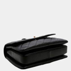 Pre Owned Chanel Black Quilted Lambskin Leather Trendy CC Flap Handle Bag