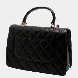 Pre Owned Chanel Black Quilted Lambskin Leather Trendy CC Flap Handle Bag