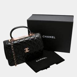 Pre Owned Chanel Black Quilted Lambskin Leather Trendy CC Flap Handle Bag