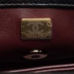 Pre Owned Chanel Black Quilted Caviar Leather Extra Mini Coco Handle Bag