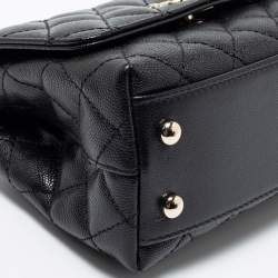 Pre Owned Chanel Black Quilted Caviar Leather Extra Mini Coco Handle Bag