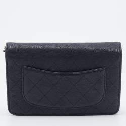 مملوكة مسبقًا محفظة شانيل جلد مبطن أسود بسلسلة