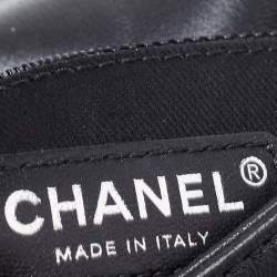 Pre Owned Chanel  Black Leather Embellished Flap Saddle Bag