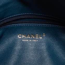Pre Owned Chanel Blue Quilted Caviar Leather Filigree Belt Bag