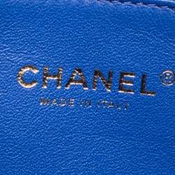 Pre Owned Chanel Blue Chevron Stitched Leather Small Coco Waist Bag