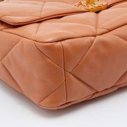 Pre Owned Chanel Brown Quilted Leather Large19 Flap Bag