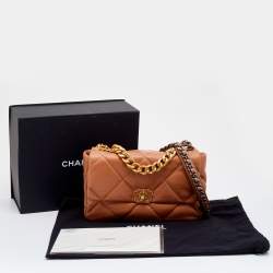 Pre Owned Chanel Brown Quilted Leather Large19 Flap Bag