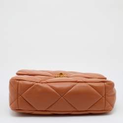 Pre Owned Chanel Brown Quilted Leather Large19 Flap Bag