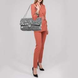 Pre Owned Chanel Grey/Black Sequins Small XXL Travel Flap Bag