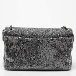 Pre Owned Chanel Grey/Black Sequins Small XXL Travel Flap Bag
