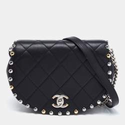 Chanel Black Quilted Leather Bubble Flap Bag Chanel