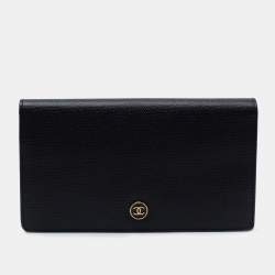 Chanel Black Leather Vintage CC Long Bifold Wallet