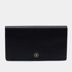 chanel black caviar long wallet