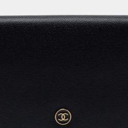 Chanel Black Leather Vintage CC Long Bifold Wallet