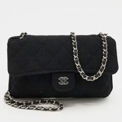 Chanel Black Quilted Jersey Foldable Tote With Chain Bag 