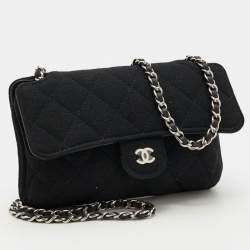 Chanel Black Quilted Jersey Foldable Tote With Chain Bag 