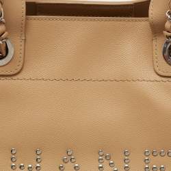 Pre Owned Chanel Beige Leather Large Studded Deauville Tote 
