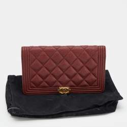 Chanel Burgundy Quilted Caviar Leather Boy L Yen Continental Wallet