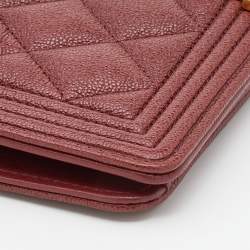 Chanel Burgundy Quilted Caviar Leather Boy L Yen Continental Wallet