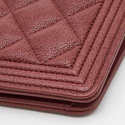 Chanel Burgundy Quilted Caviar Leather Boy L Yen Continental Wallet