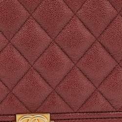Chanel Burgundy Quilted Caviar Leather Boy L Yen Continental Wallet