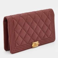 Chanel Burgundy Quilted Caviar Leather Boy L Yen Continental Wallet